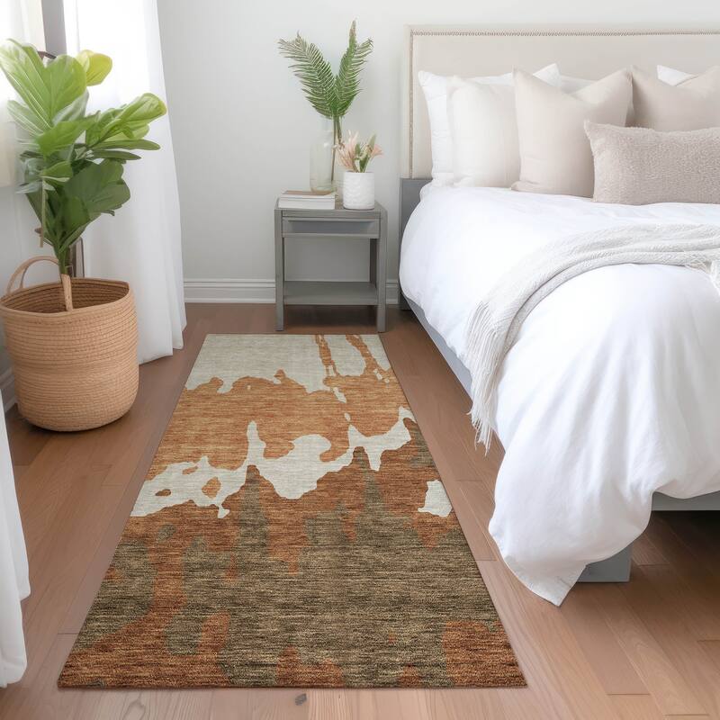 Machine Washable Indoor/ Outdoor Modern Abstract Chantille Rug