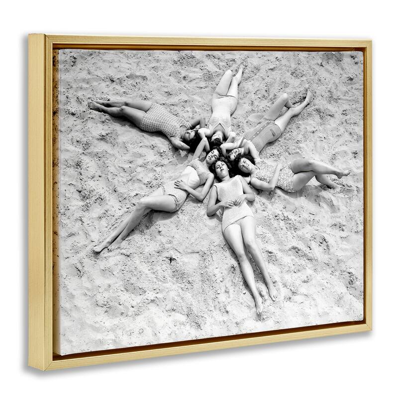 Stupell Women on Beach in Star Shape Framed Floater Canvas Wall Art Design By Arlington Prints