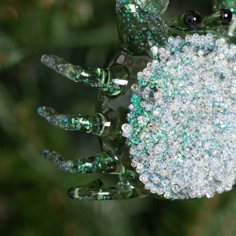 Seafoam Glitter Crab Christmas Xmas Ornament