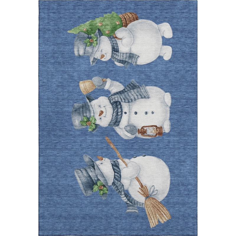 Premium Washable Super Soft Winter Holiday Snowman Mayfield Rug