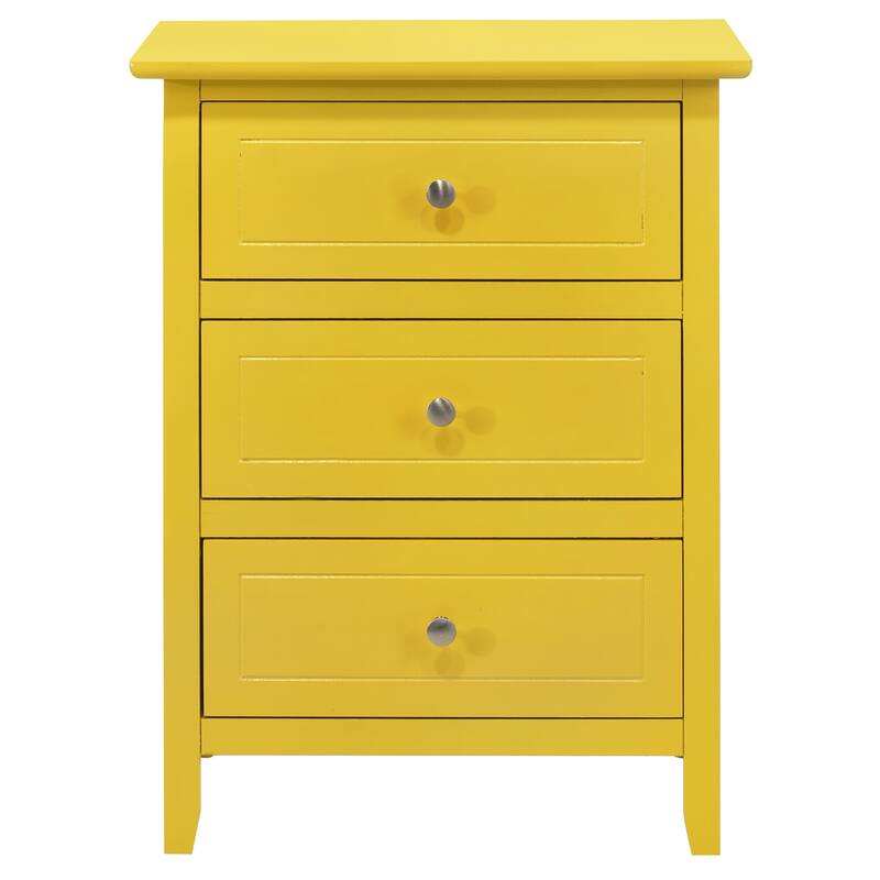 Yellow Nightstand 25x19x15 Contemporary Bedside Table with Spacious Top, Vibrant Modern Accent and No Assembly Needed