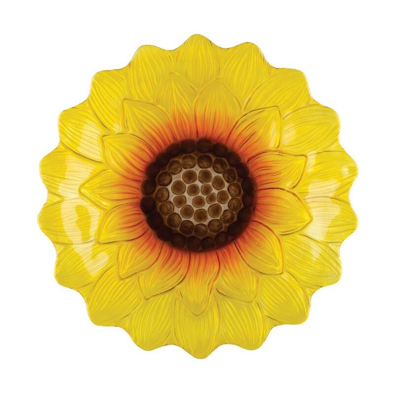 18" Birdbath with Decorative Stand - Sunflower
