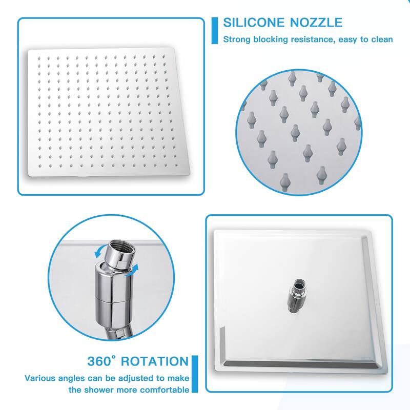 Topcraft 10-inch Ceiling Mount Square Shower System with Rough-in Valve - 10*10
