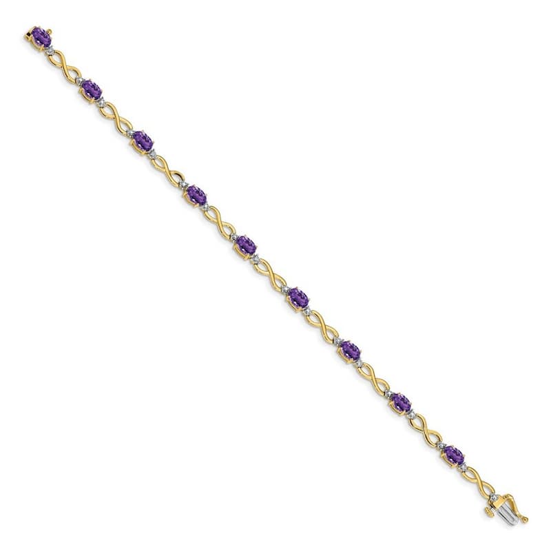 Curata 14k Amethyst Diamond Bracelet