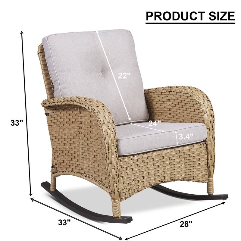 Rattan Wicker Rocker Chair Yellow - Beige