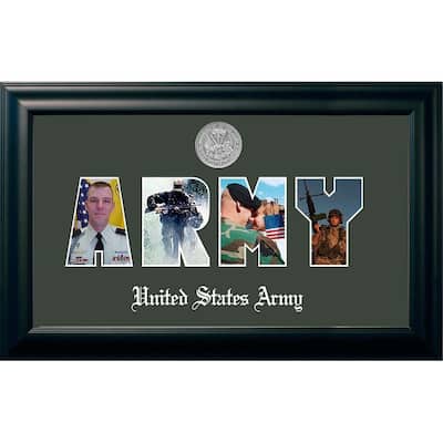 Patriot Frames Army Collage Black Photo Frame Silver Medallion