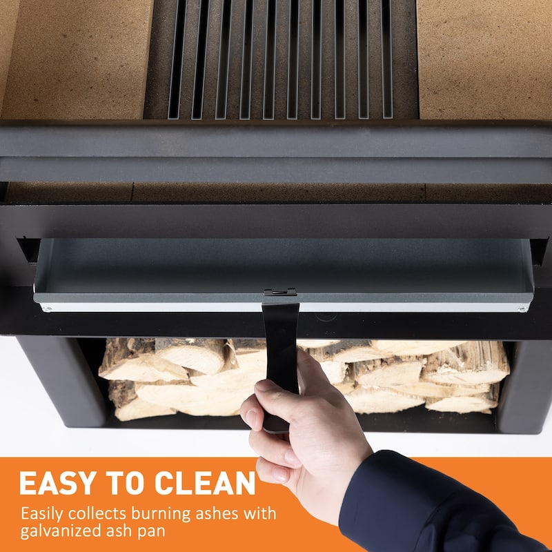 Aoodor Wood Burning Stove, Multi-fuel Stove with Wood Storage