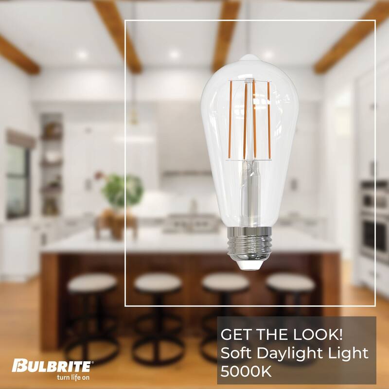 Bulbrite LED Filament Pack of (4) 13 Watt Dimmable ST18 Light Bulbs with a Clear Finish and Medium (E26) Base - 2700K