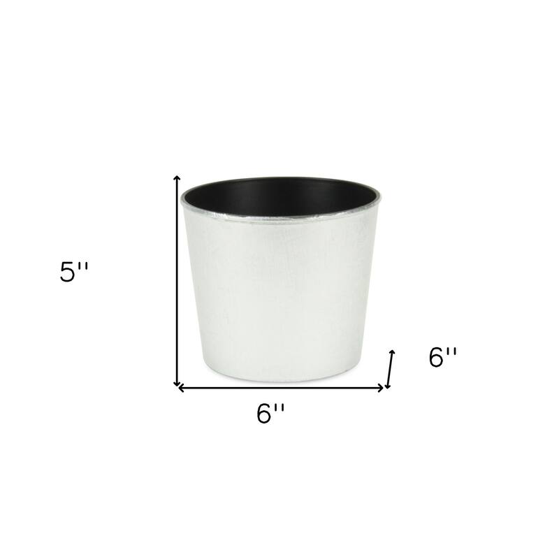 HomeRoots 6" Silver Recycled Plastic Indoor Outdoor Round Pot Planter