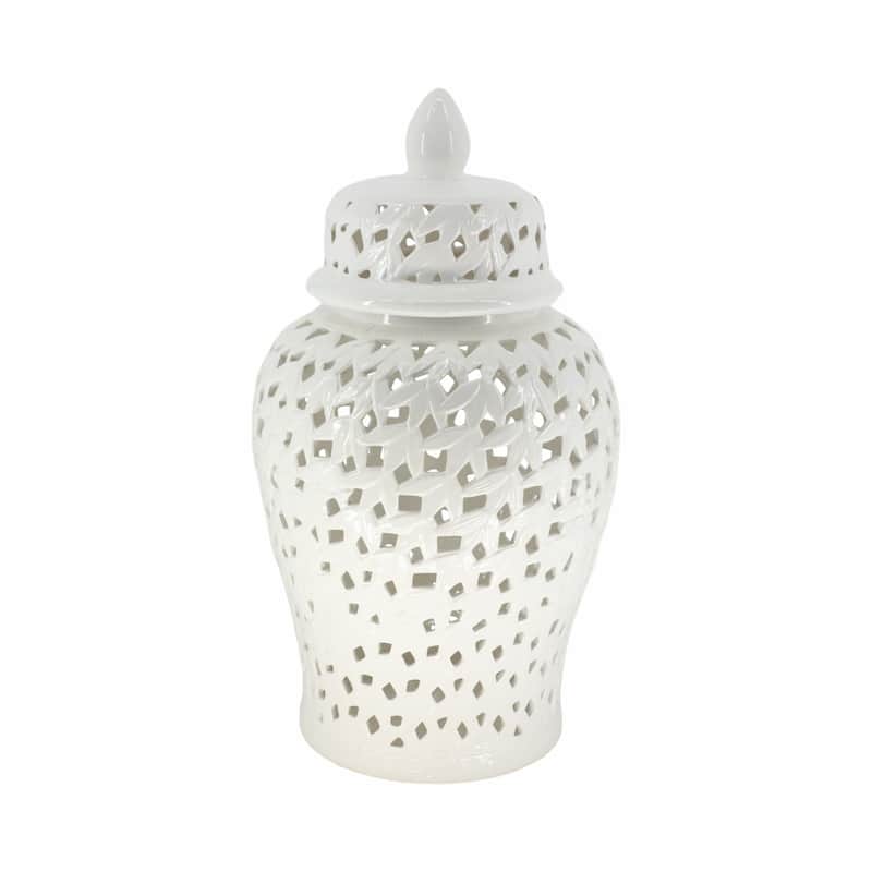 Sagebrook Home Coastal Neutral Cutout Ceramic Jar or Vase - 12" x 12" x 24"
