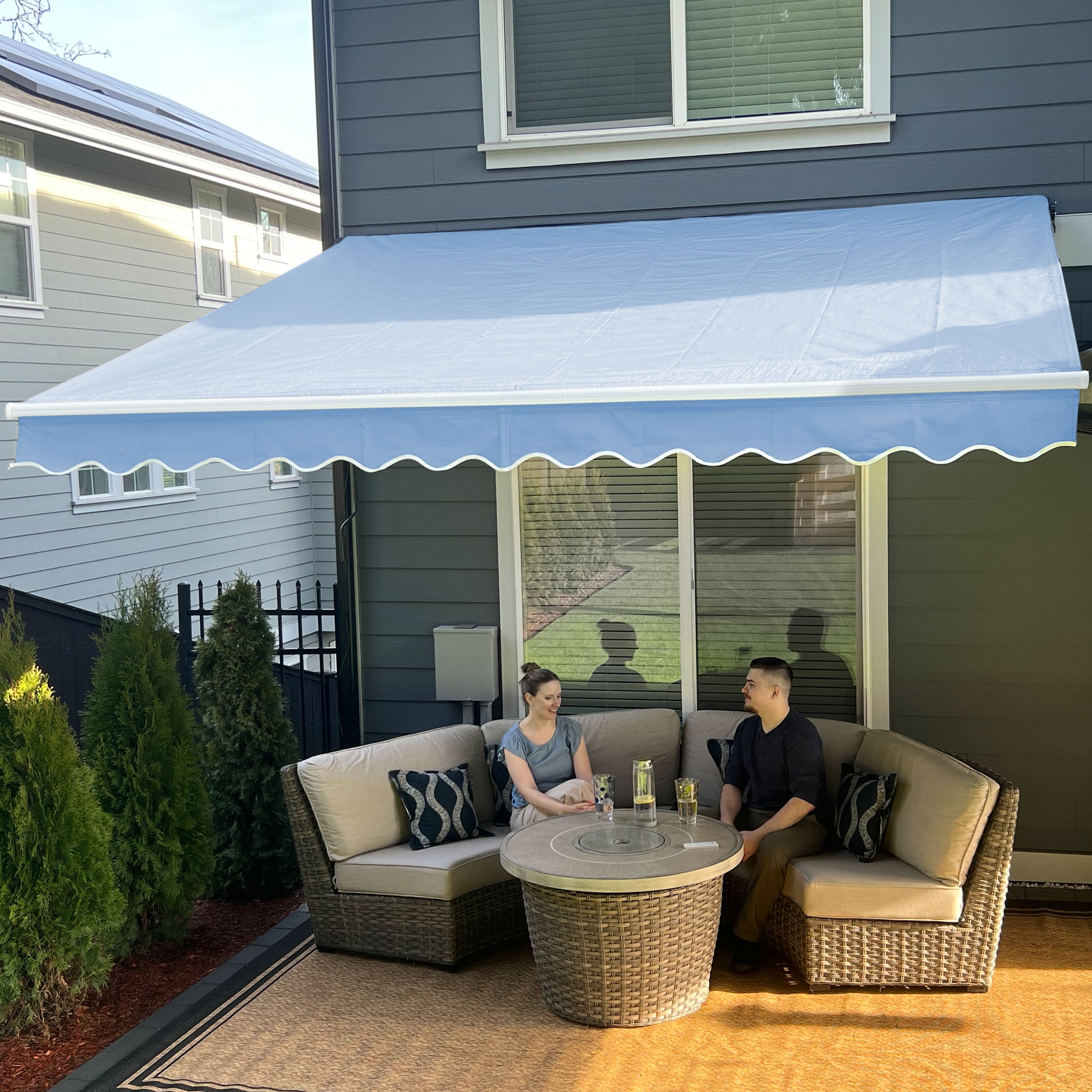 ALEKO Motorized Retractable 16 X 8 ft RV Awning or Patio Canopy Grey