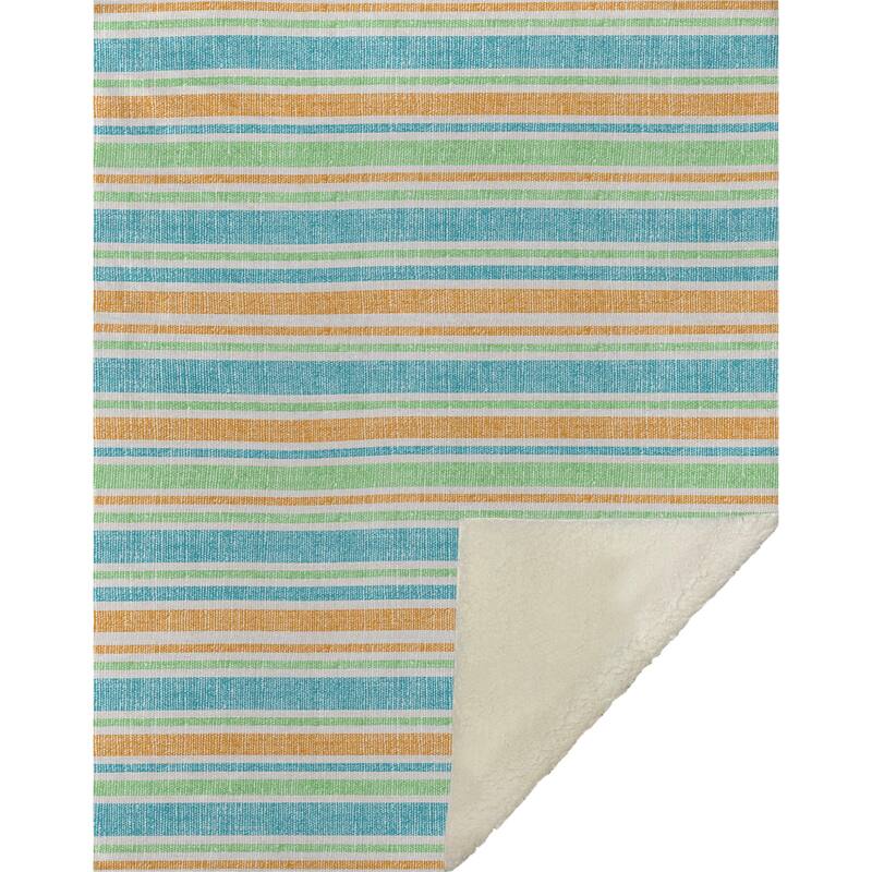 Premium Machine Washable Modern Stripe Sherpa Throw Blanket