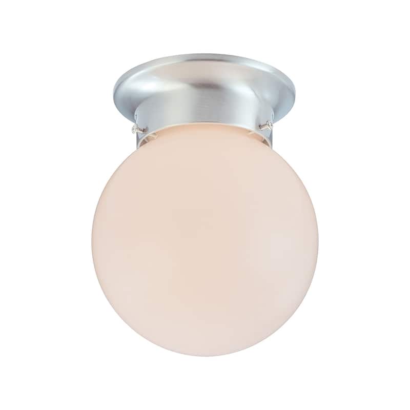 Elk Home Ceiling Essential Brushed Nickel With White Glass Flush Mount