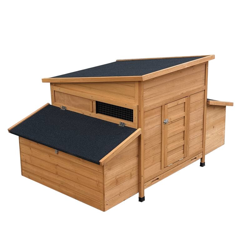 Chicken Coop, 55" Large Wooden Chicken Hutch with 6 Nesting Boxes, Outdoor Hen House Chicken Cage