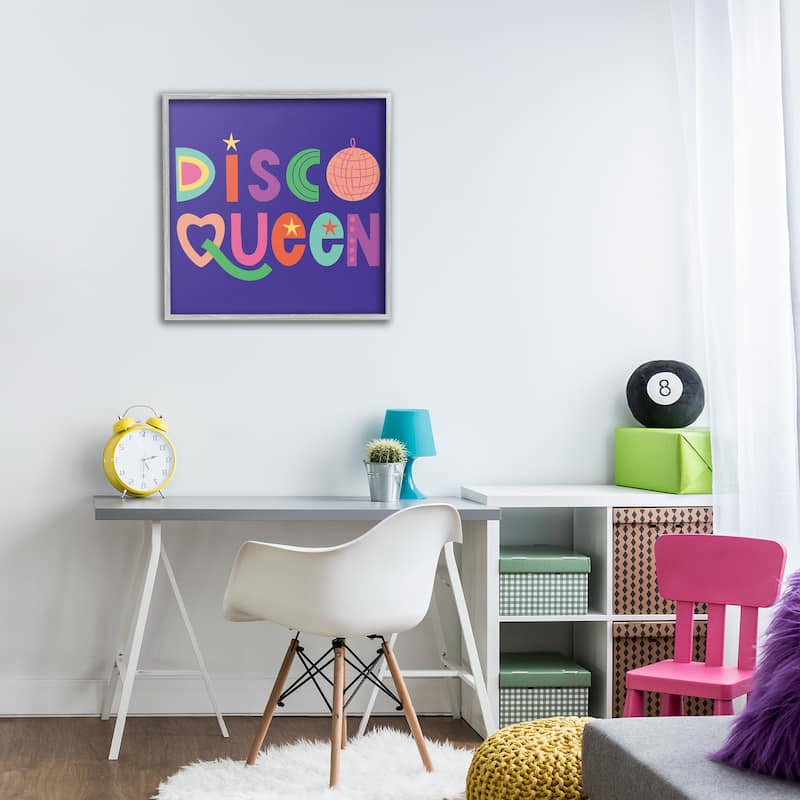 Stupell Disco Queen with Retro Letters Framed Giclee Art Design By Sazerelli Designs