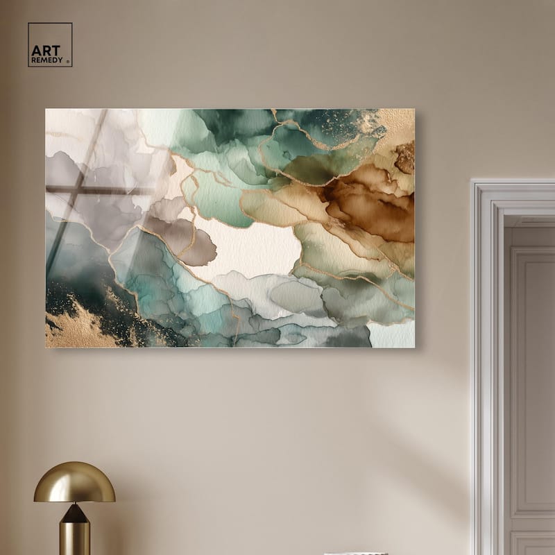 Golden Estuary II Acrylic by Art Remedy, Ready to Hang
