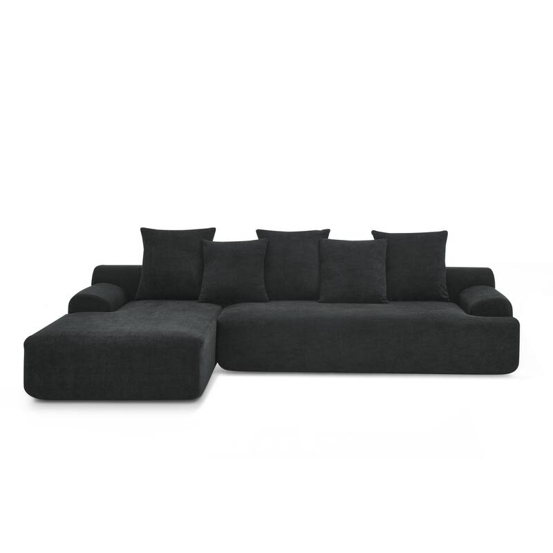 Roomfitters Modern Upholstered L-Shape Sectional Sofa, Modular Compressed Couch for Living Room Bedroom, Melange Velvet