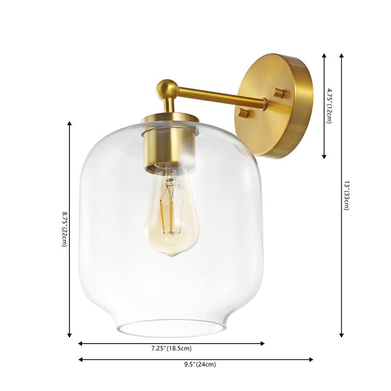 SAFAVIEH Lighting Maelane 10-inch Glass Shade Wall Sconce with Bulbs (Set of 2) - 7.3 In. W x 9.5 In. D x 13 In. H - 7Wx10Dx13H