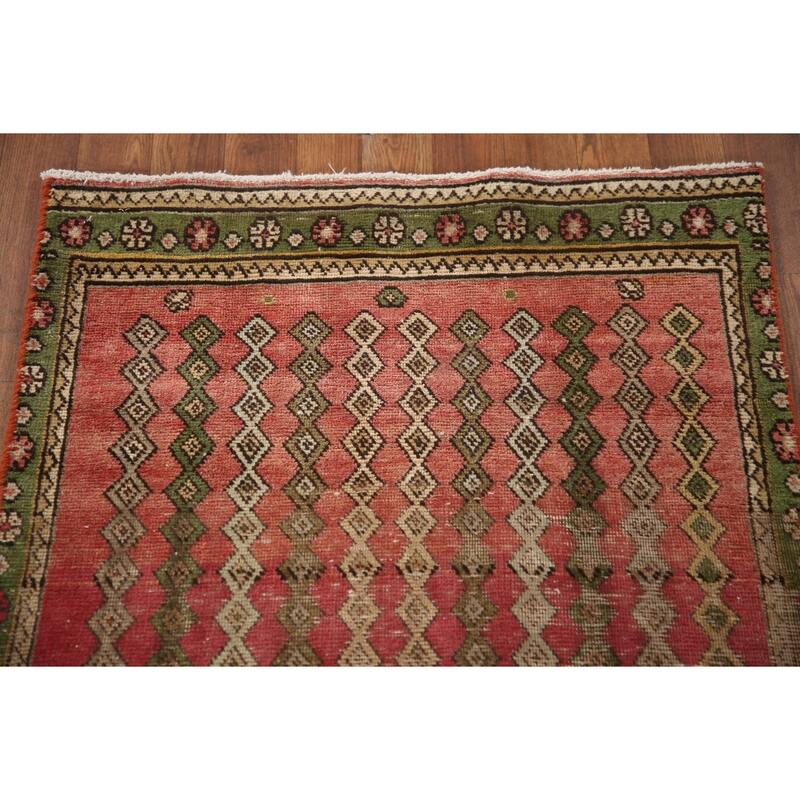 Vegetable Dye Tabriz Persian Antique Runner Rug Handmade Wool Carpet - 2'7"x 10'1"