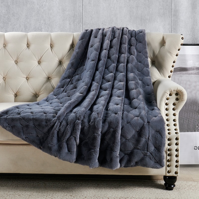 Christmas jacquard imitativerabbit fauxfur throw 50"x60"
