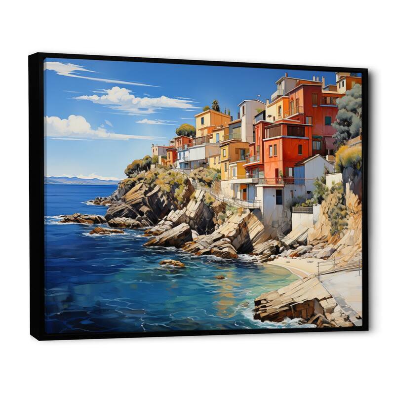 Designart "Spain Spanish Coastline" Nautical & Beach Framed Canvas Wall Art