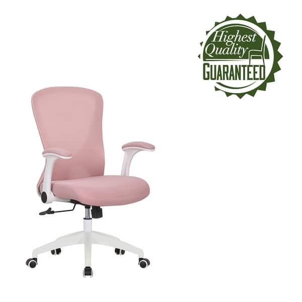  Pink Desk Chair Ergonomic Office Chair Lumbar Support Desk  Chairs with Wheels and Flip-up Armrest Adjustable PU Leather Computer Chair  Backward Tilt, Pink : Office Products
