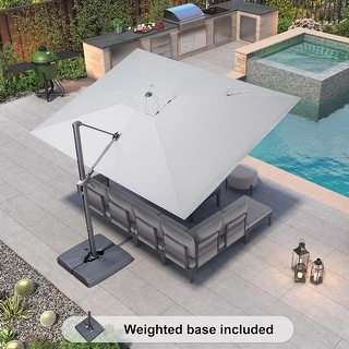 PURPLE LEAF Stylish UV50+ Fade Resistant Patio Cantilever Umbrella With Base