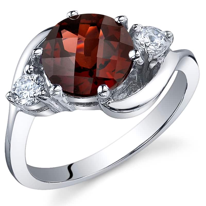 Sterling Silver 2.25 ct Garnet Birthstone Ring