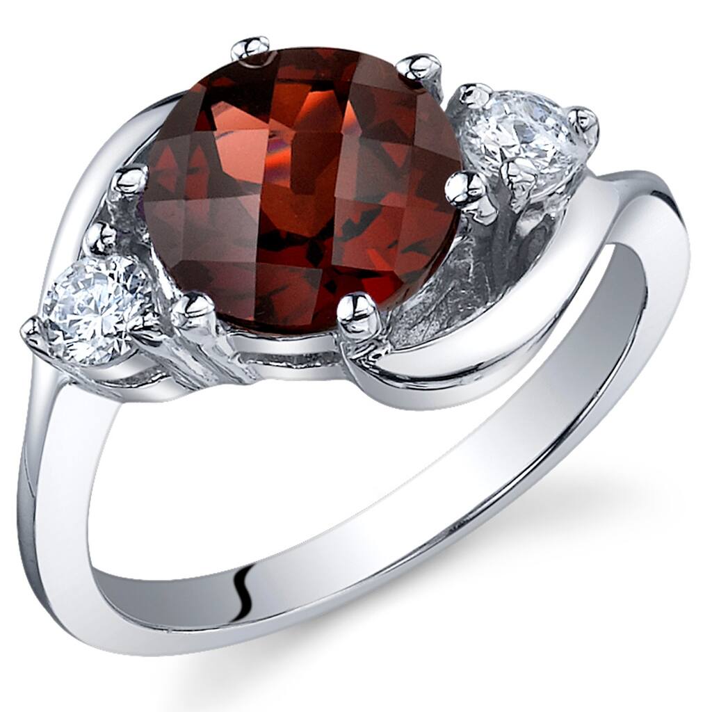 Sterling Silver 2.25 ct Garnet Birthstone Ring