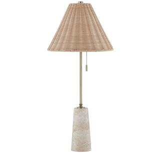 Lorraine 30" Buffet Lamp with Rattan Shade, Beige