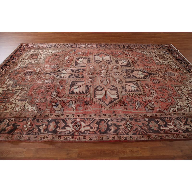Vintage Geometric Traditional Heriz Persian Wool Area Rug Hand-knotted - 7'5" x 10'7"