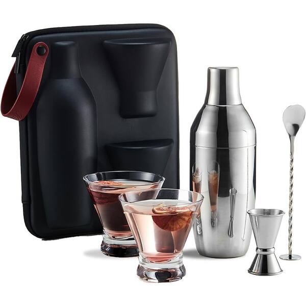 Cocktail Mixer Set with Carrying Case Travel Bar Tool Set 10.24 x 3.