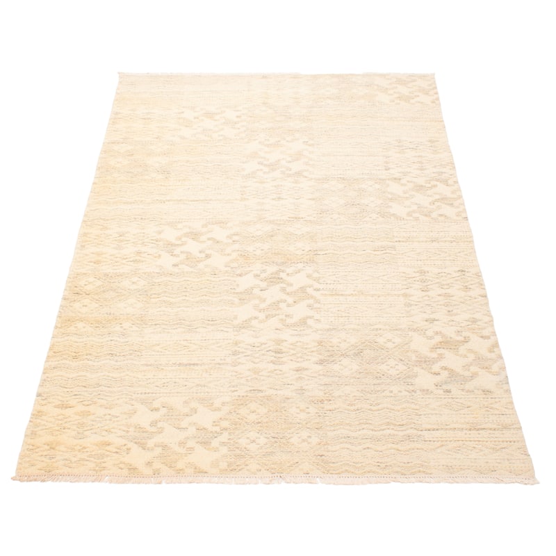 ECARPETGALLERY Flat-Weave Ankara FW Khaki Wool Kilim - 4'9 x 8'0