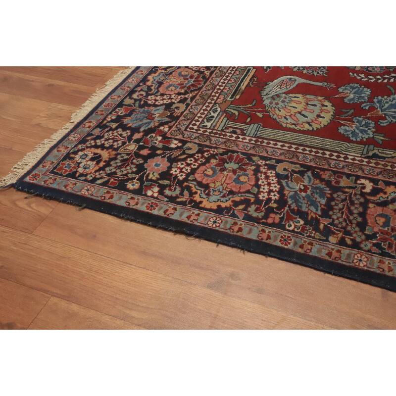 Hand Knotted Oriental 100% Wool Carpet Traditional Medallion Red Kashan Area Rug - 6' 10'' X 4' 6''