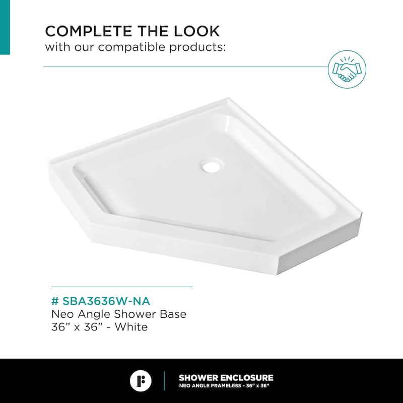 Fine Fixtures Shower Enclosure Neo Angle Frameless Tempered Glass