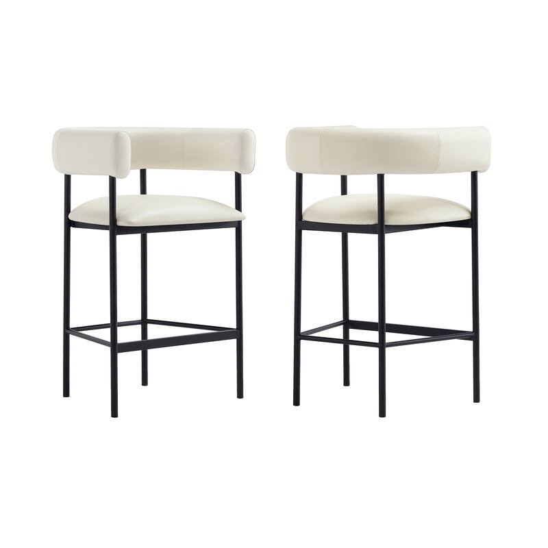 Manhattan Comfort Onda Metal Vegan Leather Counter Stool