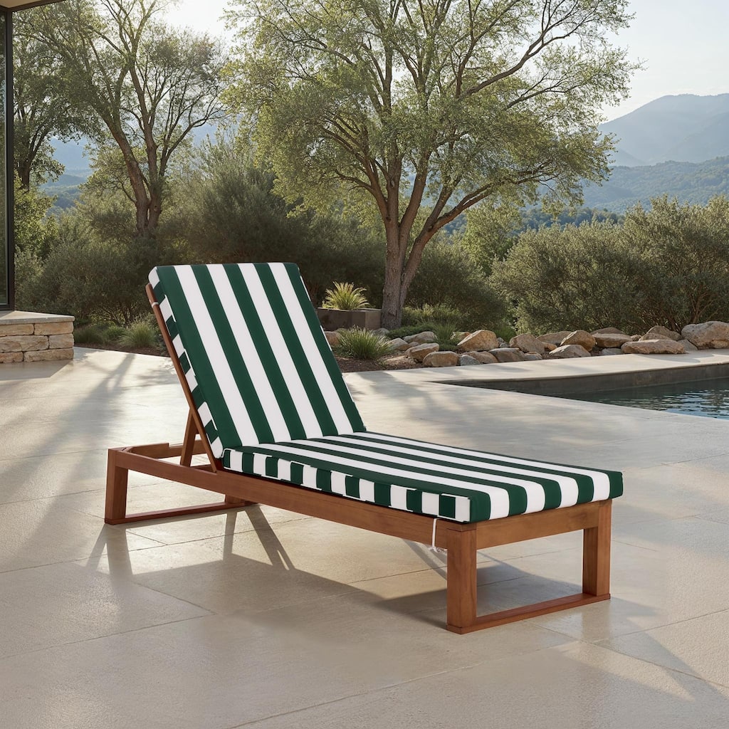 SAFAVIEH Outdoor Patio Furniture Sophie Solid Wood Chaise Lounge Chair - 28"W x 79"D x 15"H