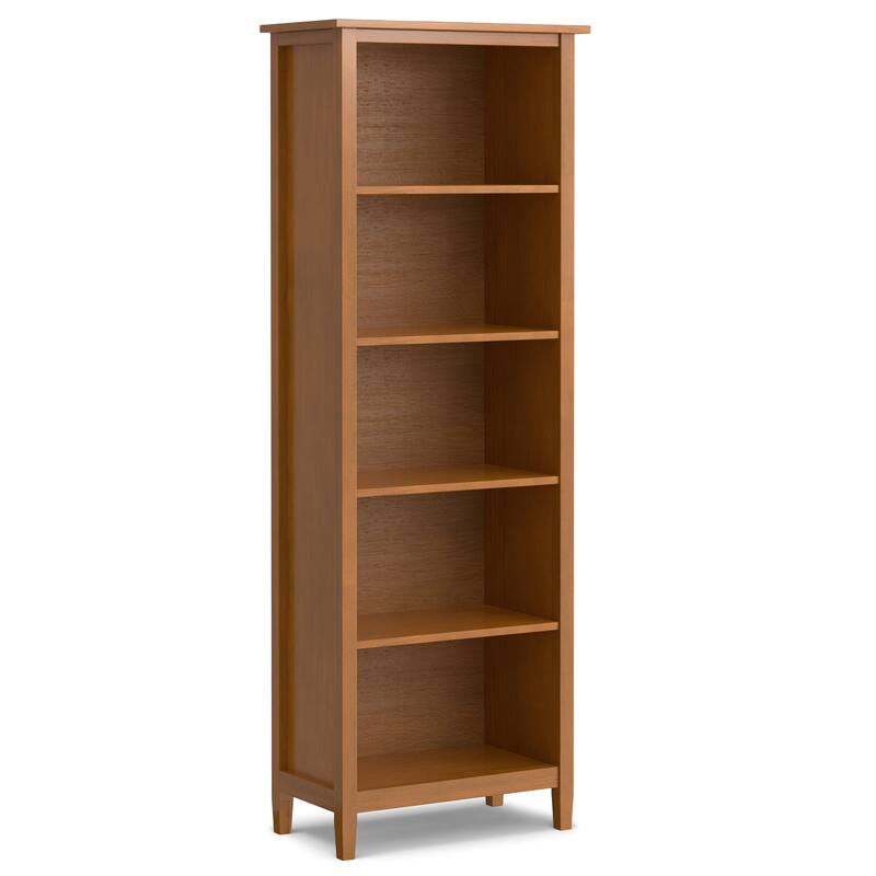 WYNDENHALL Norfolk SOLID WOOD 72 x 26 inch Transitional 5 Shelf Bookcase in Light Golden Brown - 14" D x 26" W x 72" H