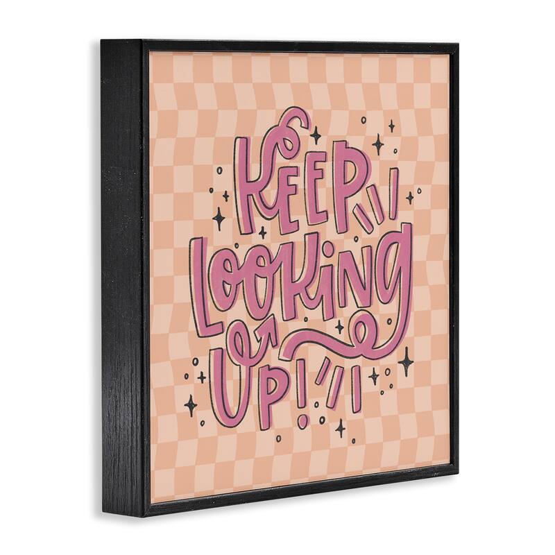 Stupell Keep Looking Up on Checkered Framed Giclee Art Design By Sarah Hickman