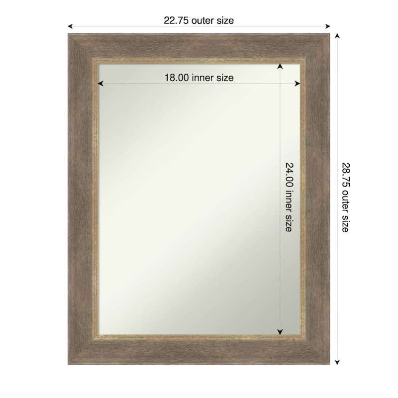Driftwood Tan Non-Beveled Wood Framed Wall Mirror - Driftwood Tan - 23 x 29 in