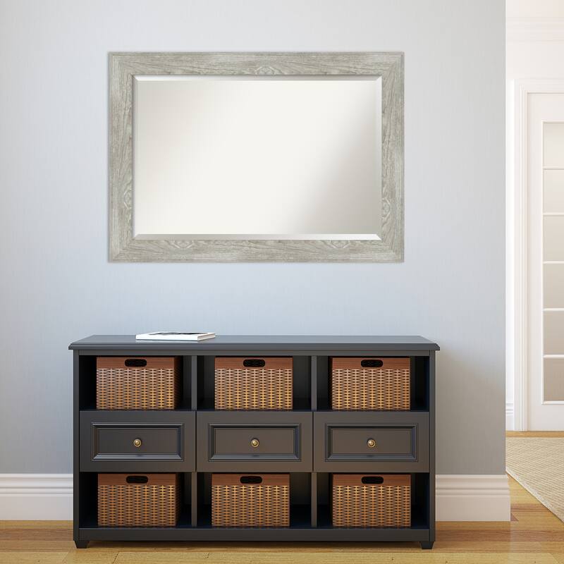 Beveled Wall Mirror - Dove Greywash Frame - Dove Greywash