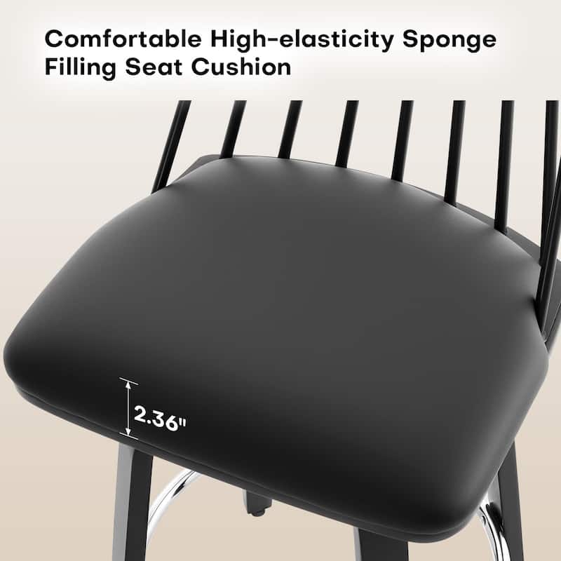 Mid-century Spindle Back Swivel Counter Height Bar Stools - 37.2"H x 18.9"W x 18.9"D