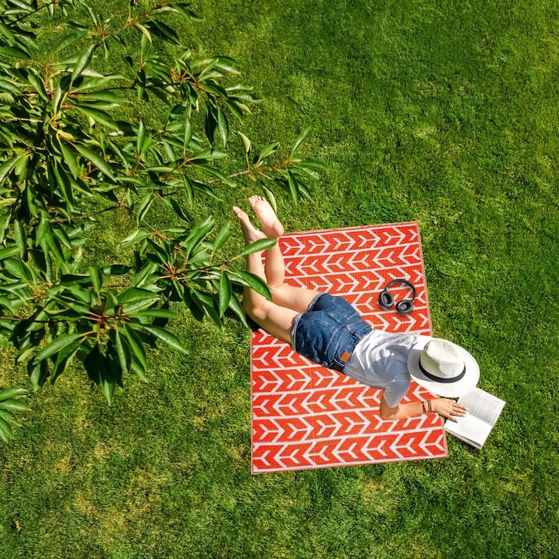 Playa Rug Outdoor Recycled Reversible Plastic Folded Mat/Rug Amsterdam Collection Lightweight & Weather, Water and UV Resistant