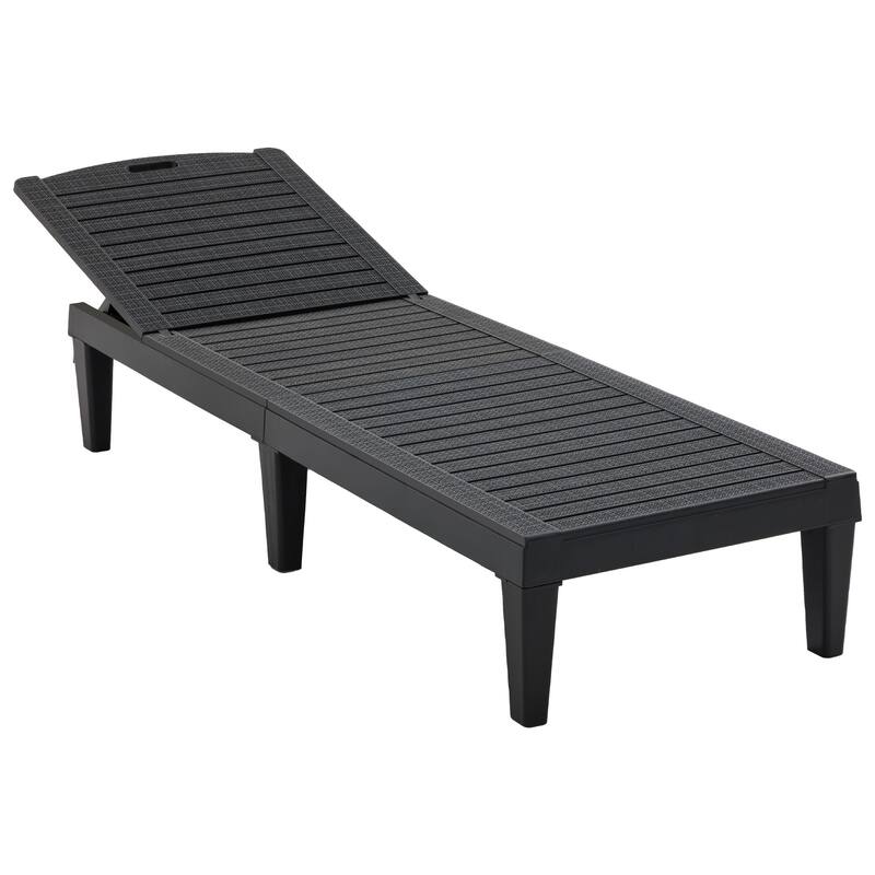 2-Piece Outdoor Chaise Lounges Resin Pool Lounge Chairs Outdoor Chaise Lounge Chair Set with Adjustable Backrest (Set of 2)