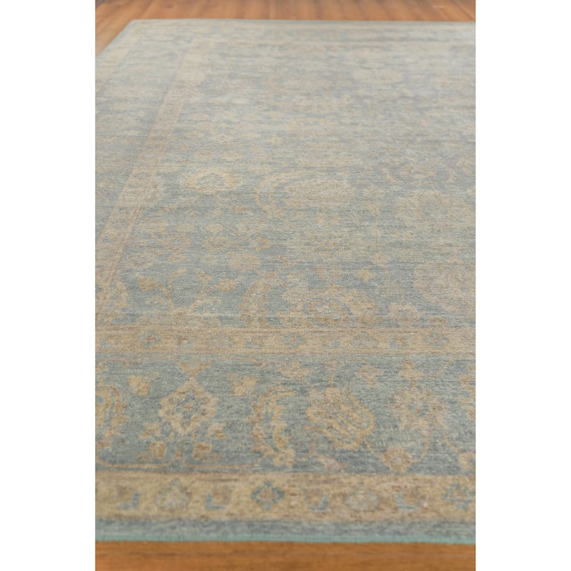 EXQUISITE RUGS Harper Hand-knotted New Zealand Wool Blue/Beige Area Rug.