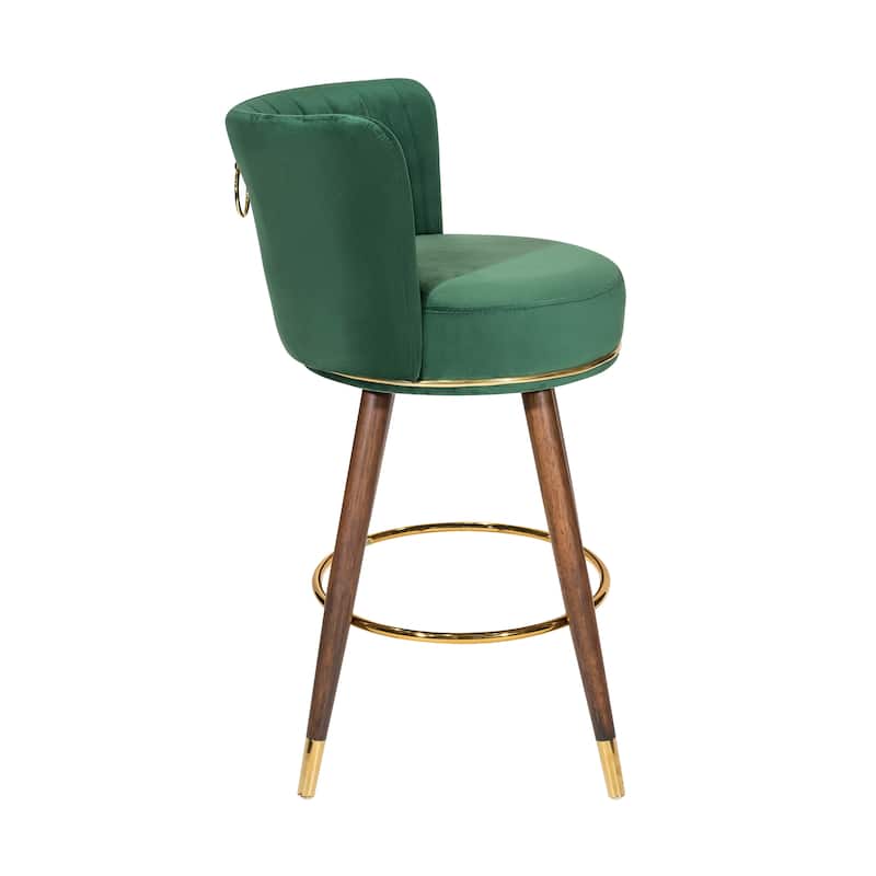 Porthos Home Pedra Swivel Bar Stools Set of 2, Velvet, Rubberwood Legs