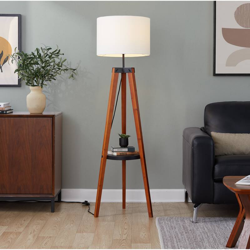 Carson Carrington Compass Tripod Floor Lamp with Shelf