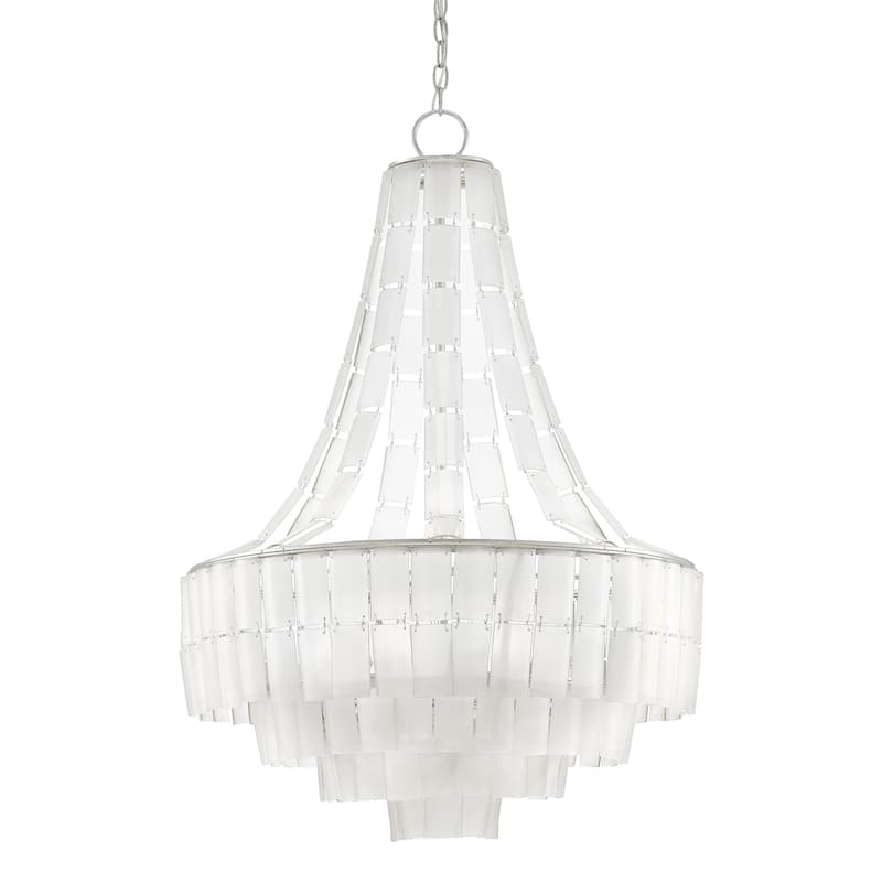 Currey & Company Vintner Blanc Chandelier - 39"h x 27"dia - 39"h x 27"dia - Contemporary Silver Leaf/Opaque White