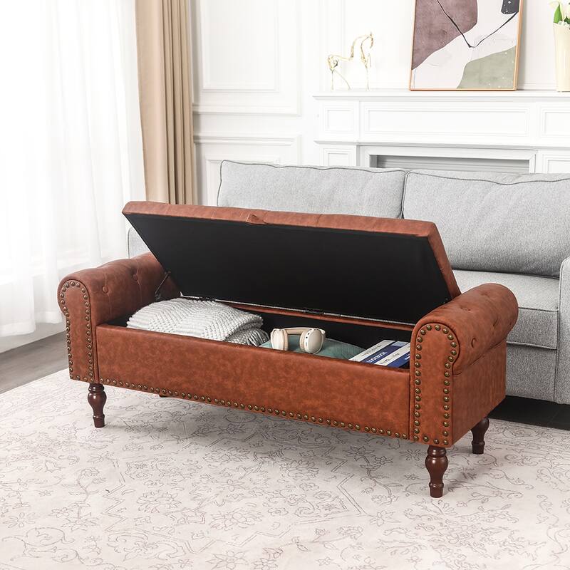 Adeco Storage Ottoman Bench for Bedroom