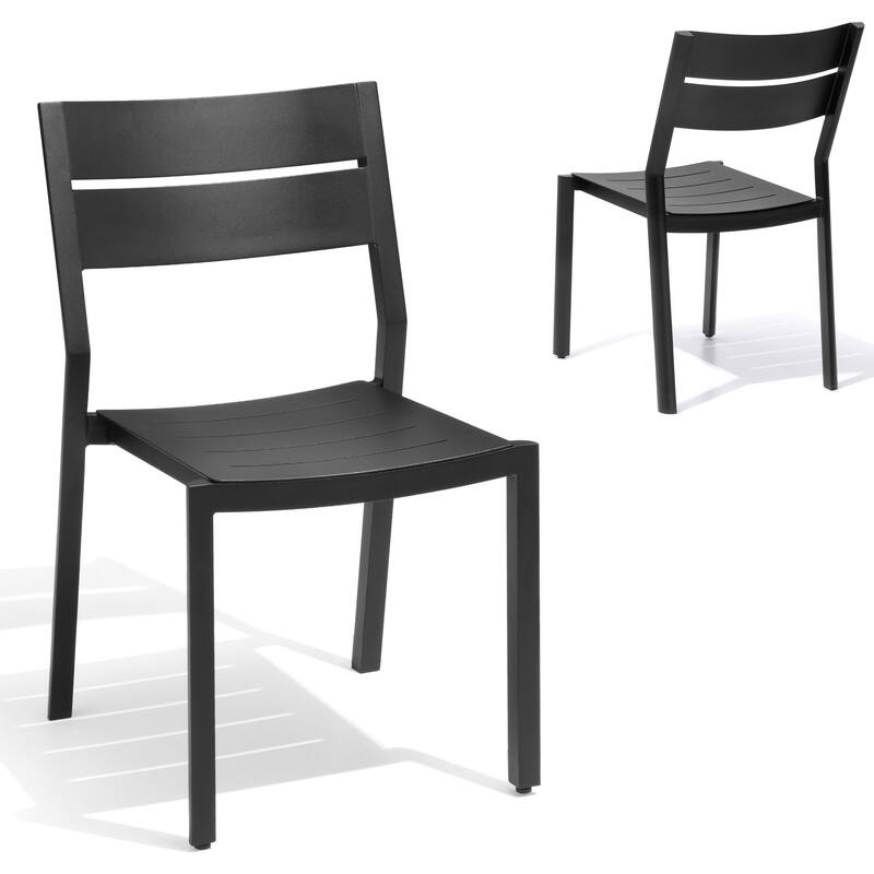 VredHom 2/4 PCS Outdoor Modern Aluminum Stackable Dining Chairs